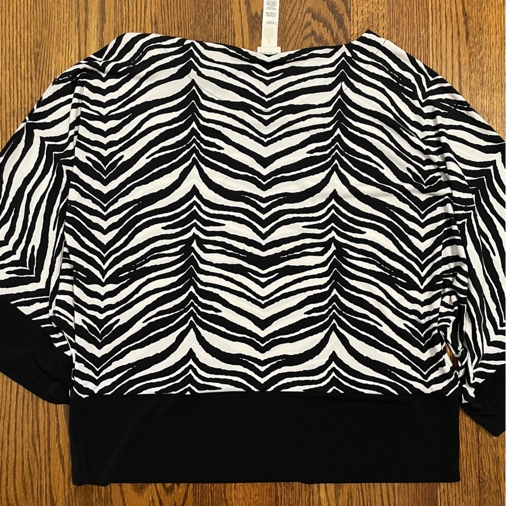 Chico's‎ Ladies Zebra Print Blouse Black White Size 3 - Picture 7 of 8